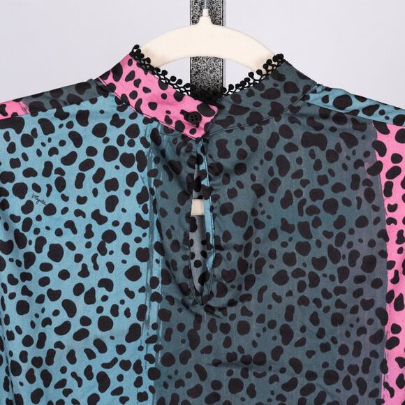 Vilagallo Women's Multicolor Animal Print Top US Size SMALL Colorful Playful Fun - Picture 8 of 10
